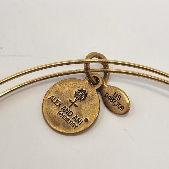 Alex and Ani LUXE Amethyst Purple Crystal Beaded Slide Bracelet Gold Tone Bangle - Picture 3 of 3